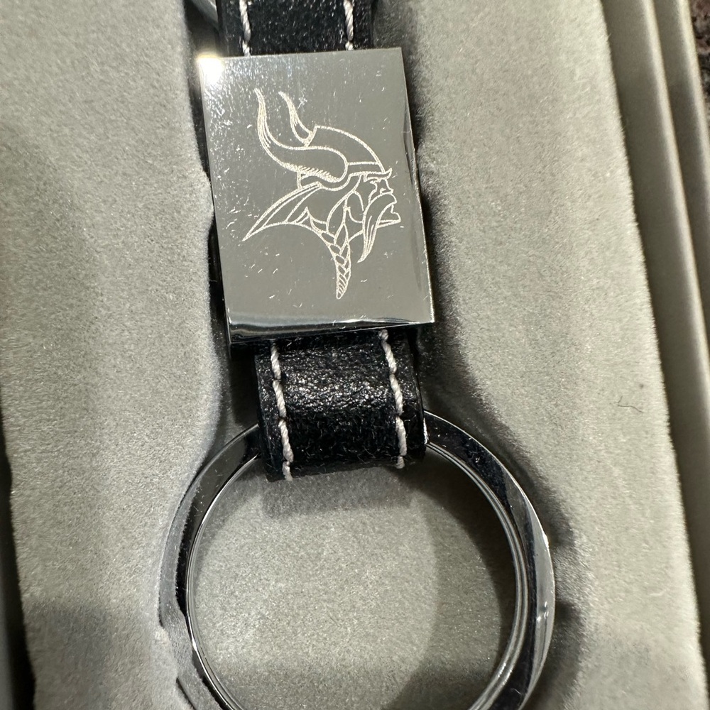 Minnesota Vikings key chain with leather strap